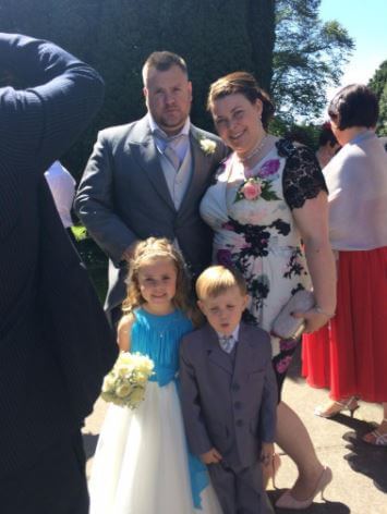 Vicky Bale with her husband and children.